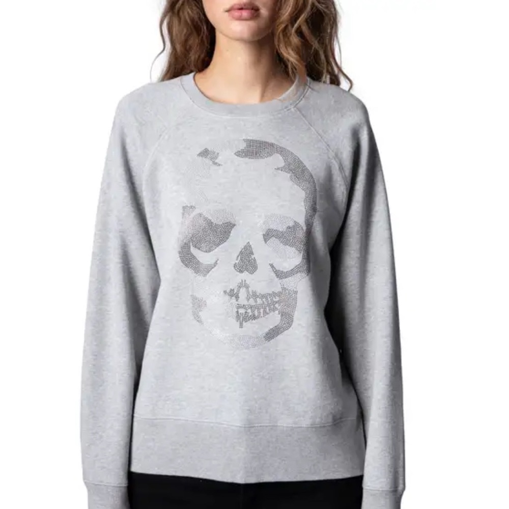Zadig & Voltaire Gray Skull Crewneck Sweater